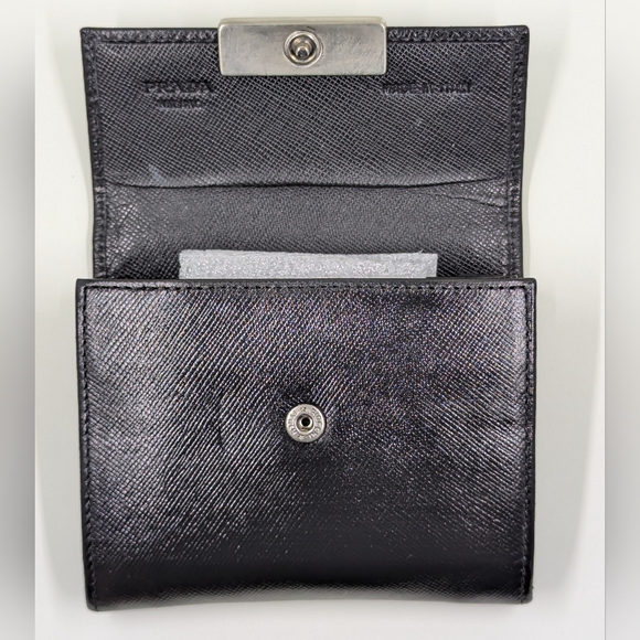 Prada Black Safiano Leather Coin Case w/Logo Plate - Picture 5 of 11